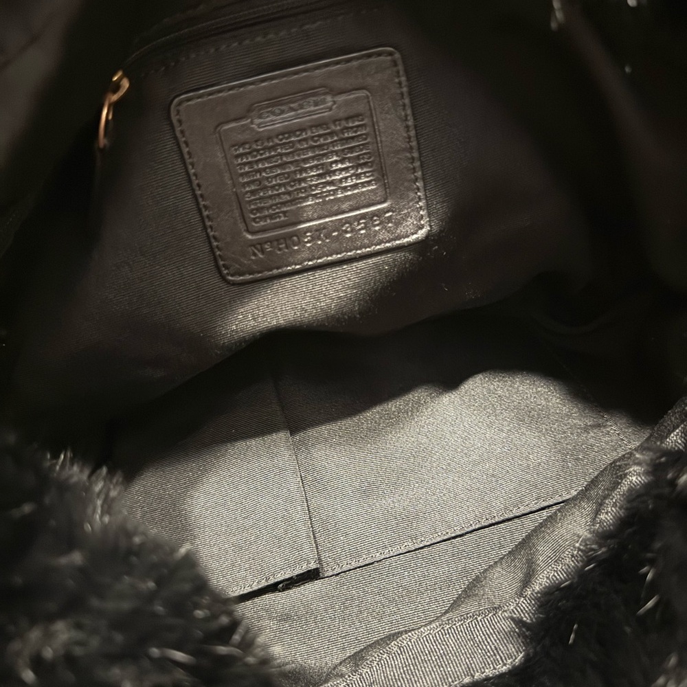 Coach Soho Black with Nylon and fur trim Great Condition - Picture 8 of 9